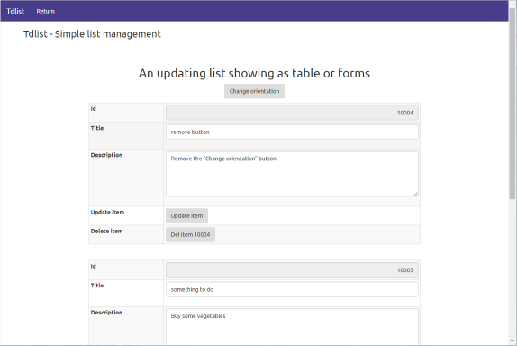 Demo app : Simple list forms